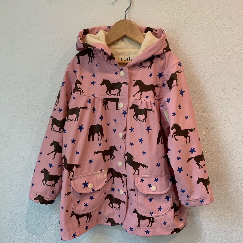 Hatley Pink Horse Raincoat SZ 5T